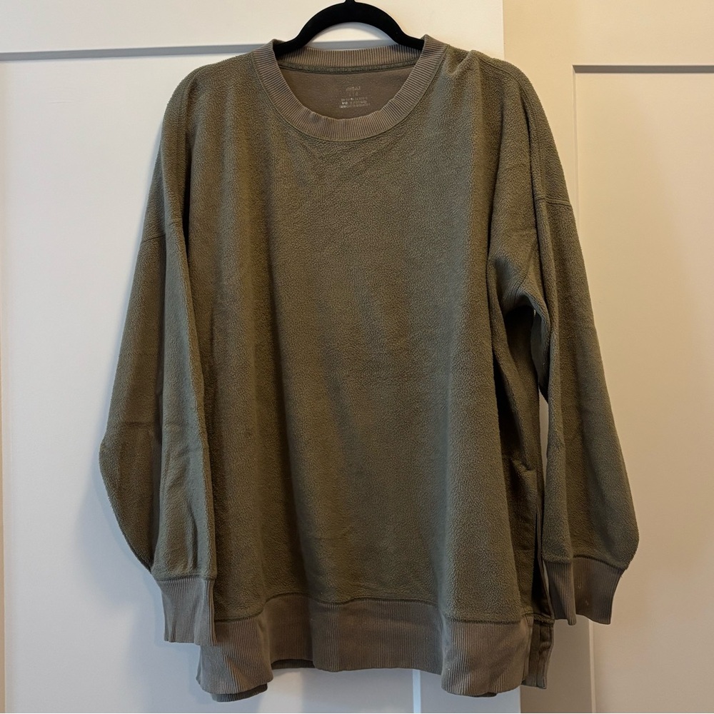 Aerie Sage Green Ribbed Crewneck